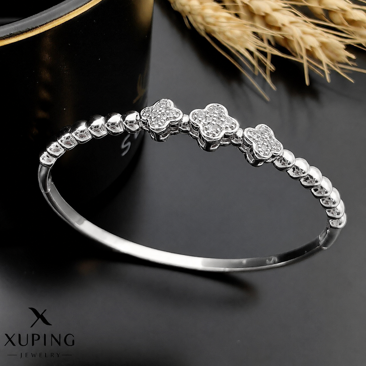 بنگل ونکلیف  نگین دار برند ژوپینگ Xuping  آبکاری طلا ۱۸ عیار