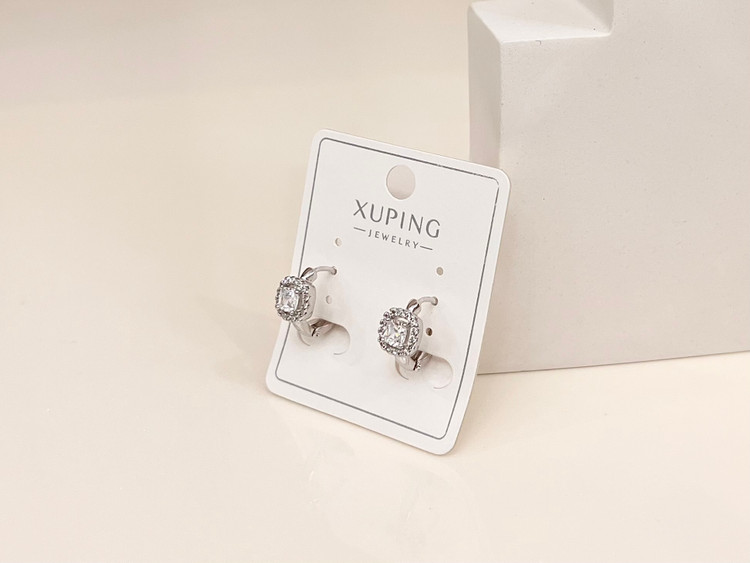 گوشواره حلقه ای ژوپینگ (xuping ) رنگ سفید آبکاری طلای ۱۸ عیار