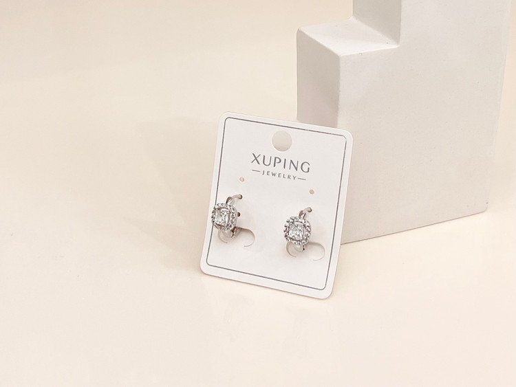 گوشواره حلقه ای ژوپینگ (xuping ) رنگ سفید آبکاری طلای ۱۸ عیار