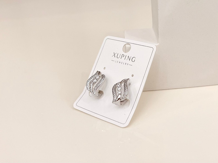 گوشواره حلقه ای ژوپینگ (xuping ) رنگ سفید آبکاری طلای ۱۸ عیار