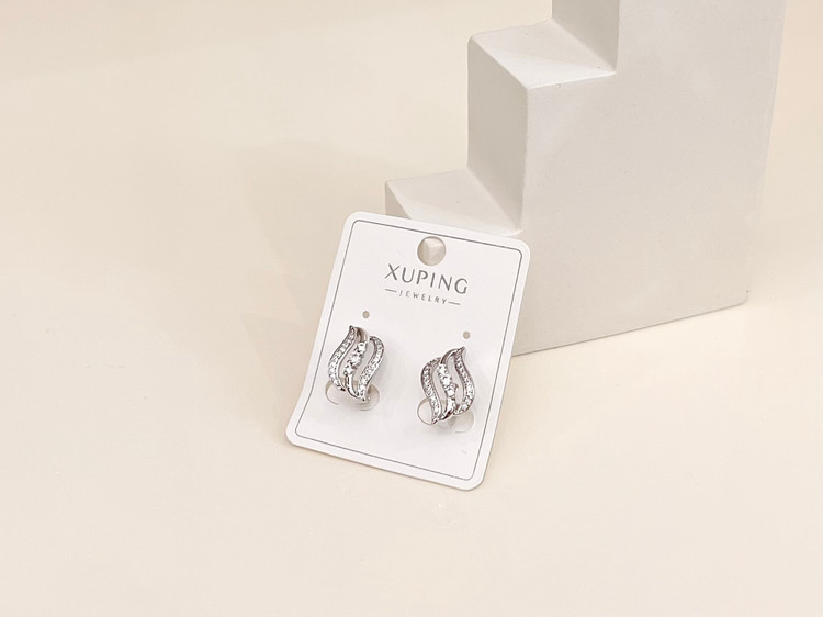 گوشواره حلقه ای ژوپینگ (xuping ) رنگ سفید آبکاری طلای ۱۸ عیار
