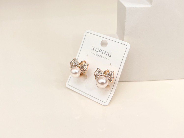 گوشواره حلقه ای پاپیون مروارید ژوپینگ (xuping)