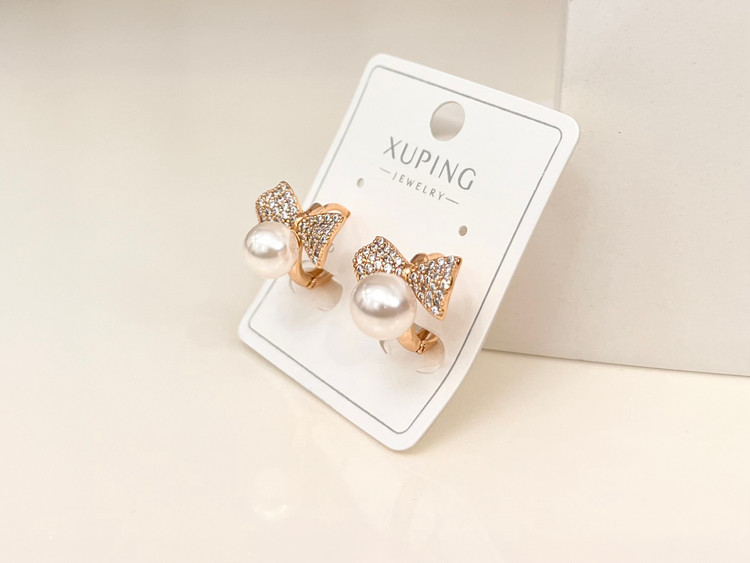 گوشواره حلقه ای پاپیون مروارید ژوپینگ (xuping)
