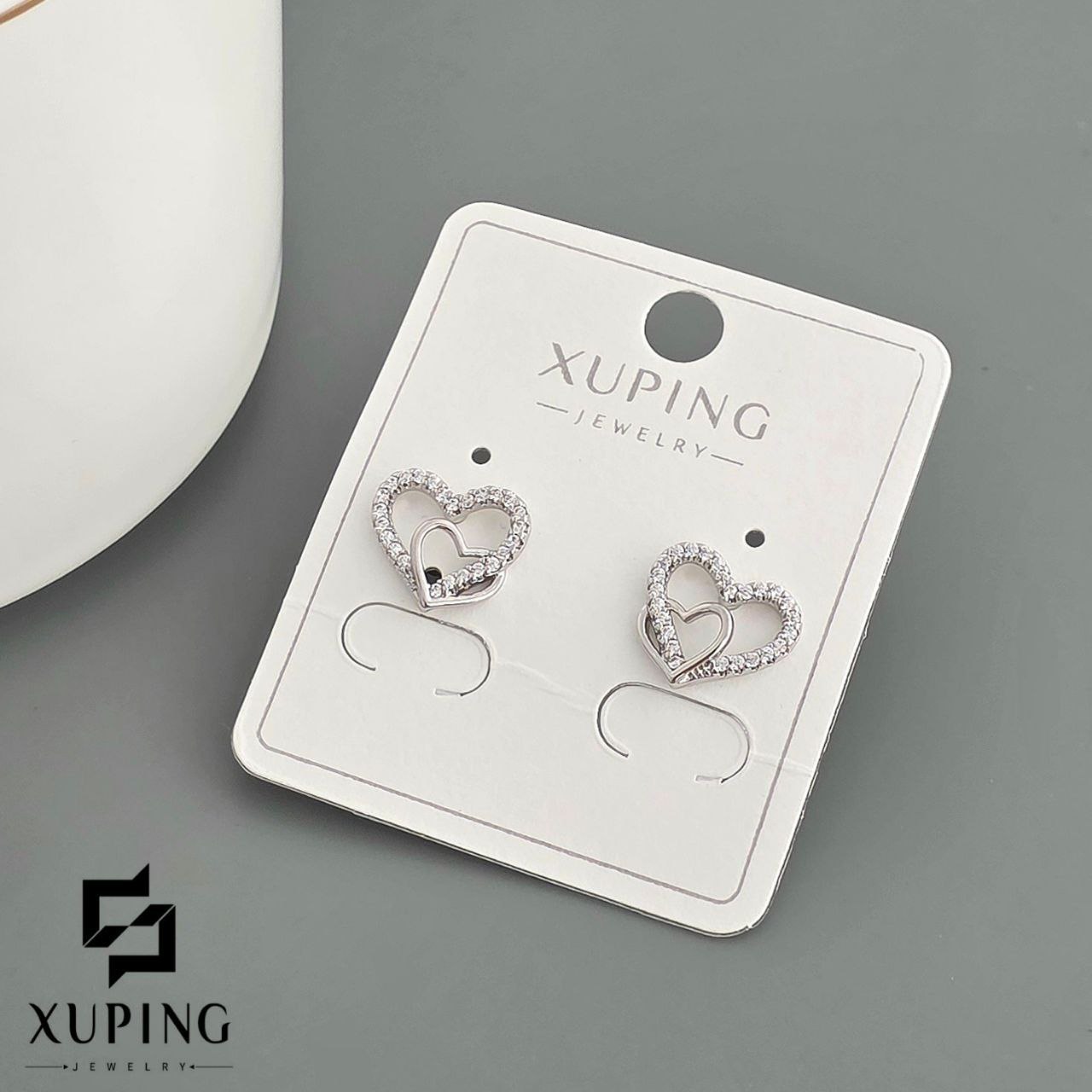 گوشواره میخی قلبی  ژوپینگxuping